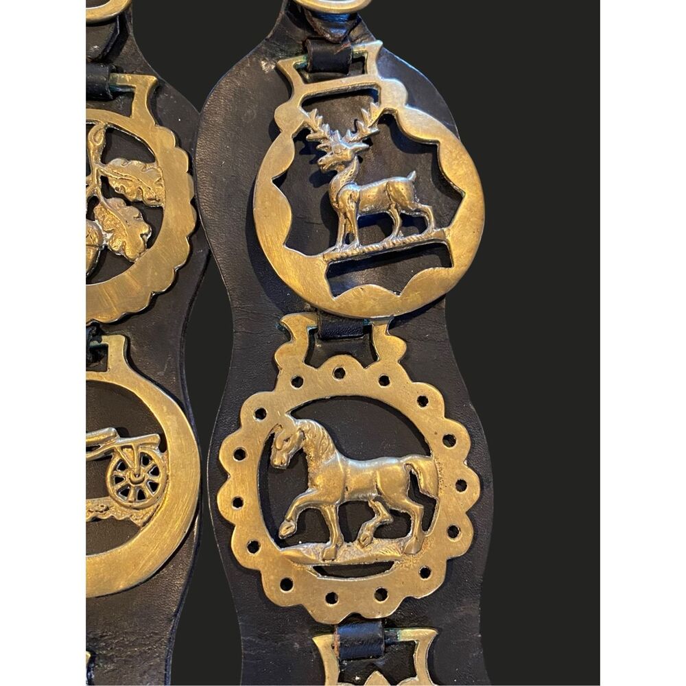Horse Brass Decorative Tack Bridle 8 Decorative Pieces Antique Vintage - Picture 6 of 15